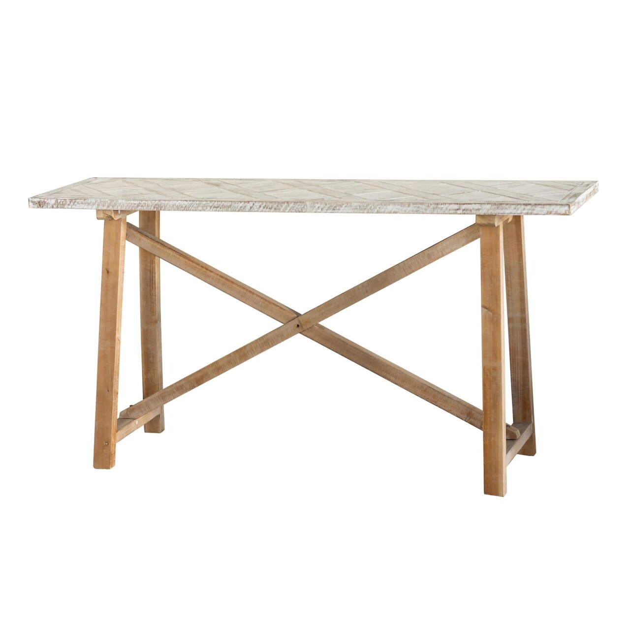 Creative Design 59" Beige and White Rectangular Wood Table with Crossbar Legs